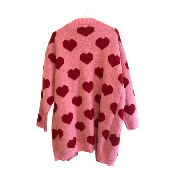 BBIBI Pink Hearts Knit Cardigan Sweater Small - Picture 4 of 5